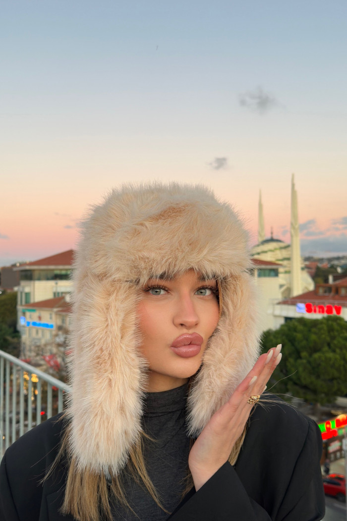 Kadın Kışlık Suni Kürklü Luxury Pilot Şapka