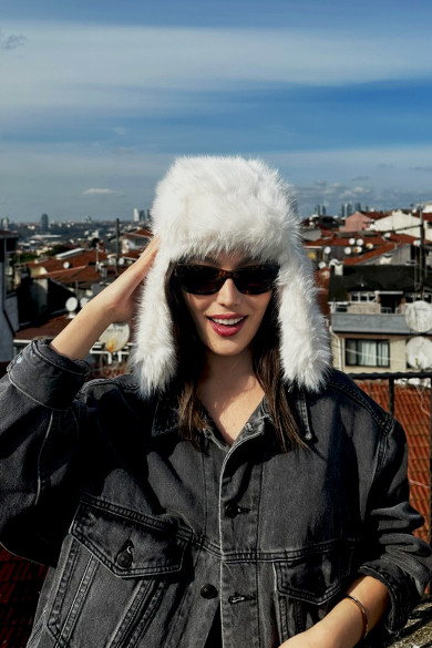 Kadın Kışlık Suni Kürklü Luxury Pilot Şapka