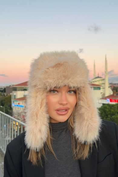 Kadın Kışlık Suni Kürklü Luxury Pilot Şapka