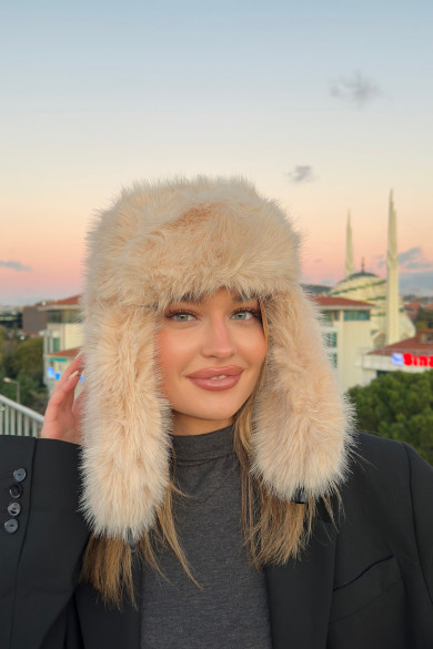 Kadın Kışlık Suni Kürklü Luxury Pilot Şapka