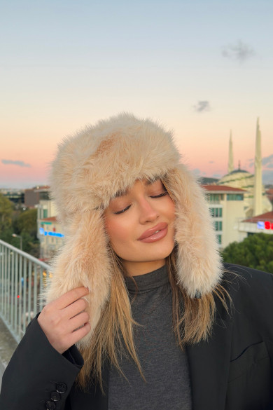 Kadın Kışlık Suni Kürklü Luxury Pilot Şapka