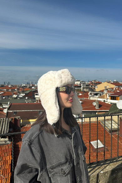 Kadın Kışlık Astarlı Peluş Klipsli Pilot Şapka