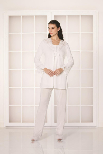 Pierre Cardin Güpürlü Penye 3'lü Lohusa Pijama Takımı 3050 | Şıklığınızı Yükselten Güpür Detayları