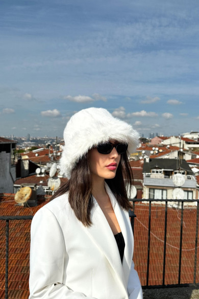 Kadın Luxury Kışlık Kürklü Bucket Şapka