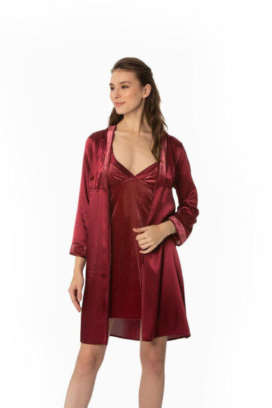 Pierre Cardin Kadife Saten Gecelik ve Sabahlık Takım 4040 | Geceye Lüks ve Zarafet Katın