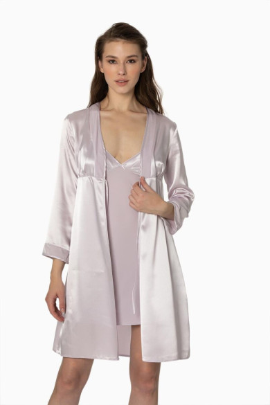 Pierre Cardin Kadife Saten Gecelik ve Sabahlık Takım 4040 | Geceye Lüks ve Zarafet Katın