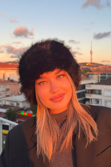 Kadın Luxury Suni Kürklü İçi Deri Kalpak