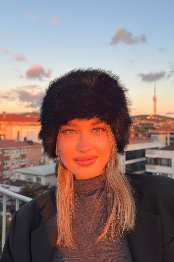 Kadın Luxury Suni Kürklü İçi Deri Kalpak