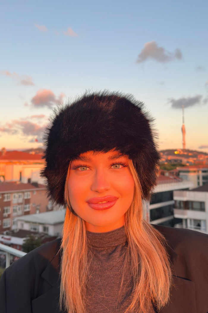 Kadın Luxury Suni Kürklü İçi Deri Kalpak