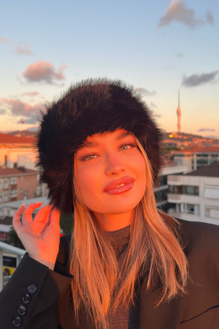 Kadın Luxury Suni Kürklü İçi Deri Kalpak