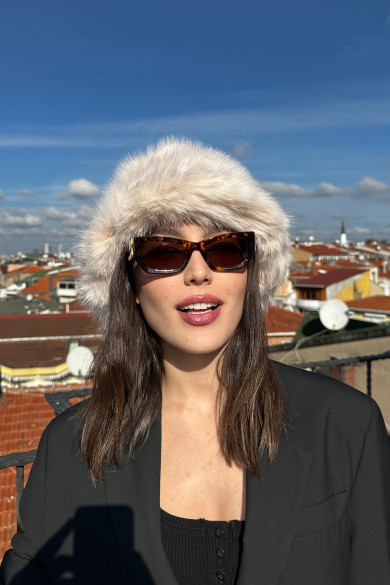 Kadın Kışlık Elit Uzun Tüylü Peluş Bucket Şapka