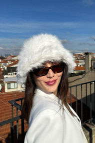 Kadın Kışlık Elit Uzun Tüylü Peluş Bucket Şapka