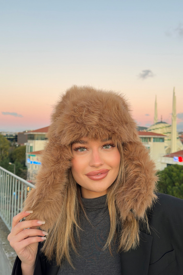 Kadın Kışlık Suni Kürklü Luxury Pilot Şapka