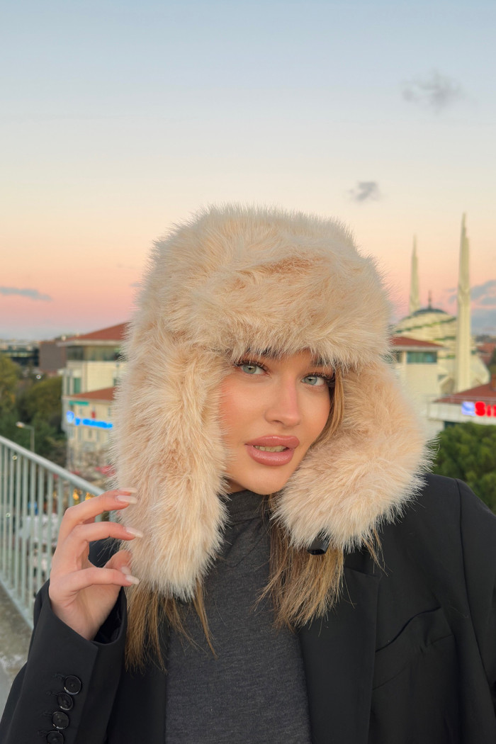 Kadın Kışlık Suni Kürklü Luxury Pilot Şapka