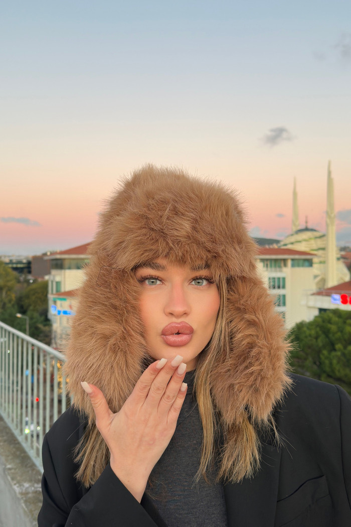 Kadın Kışlık Suni Kürklü Luxury Pilot Şapka