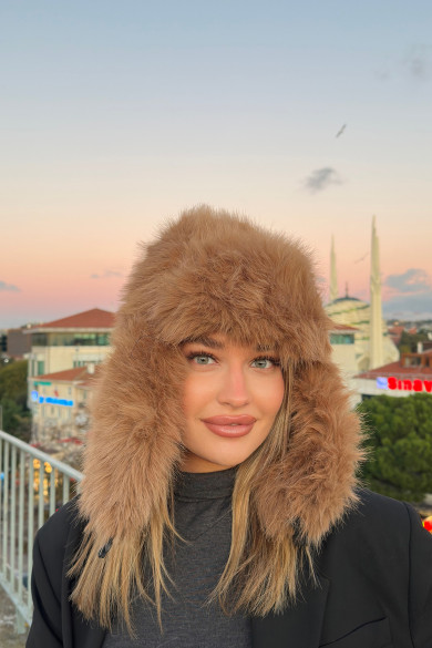 Kadın Kışlık Suni Kürklü Luxury Pilot Şapka