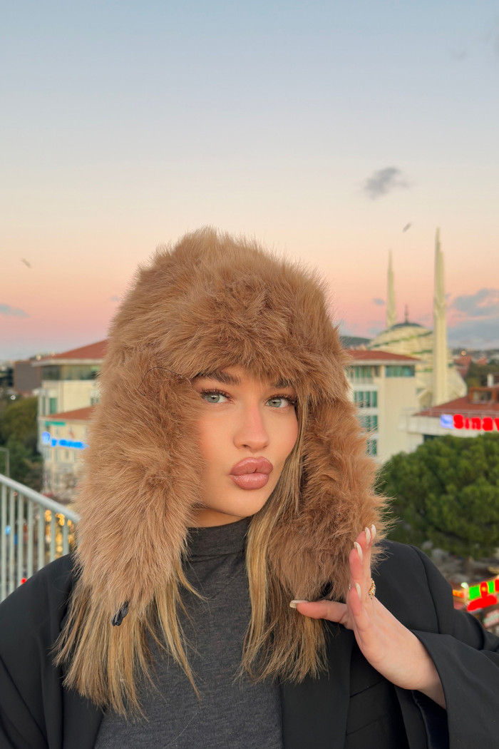 Kadın Kışlık Suni Kürklü Luxury Pilot Şapka